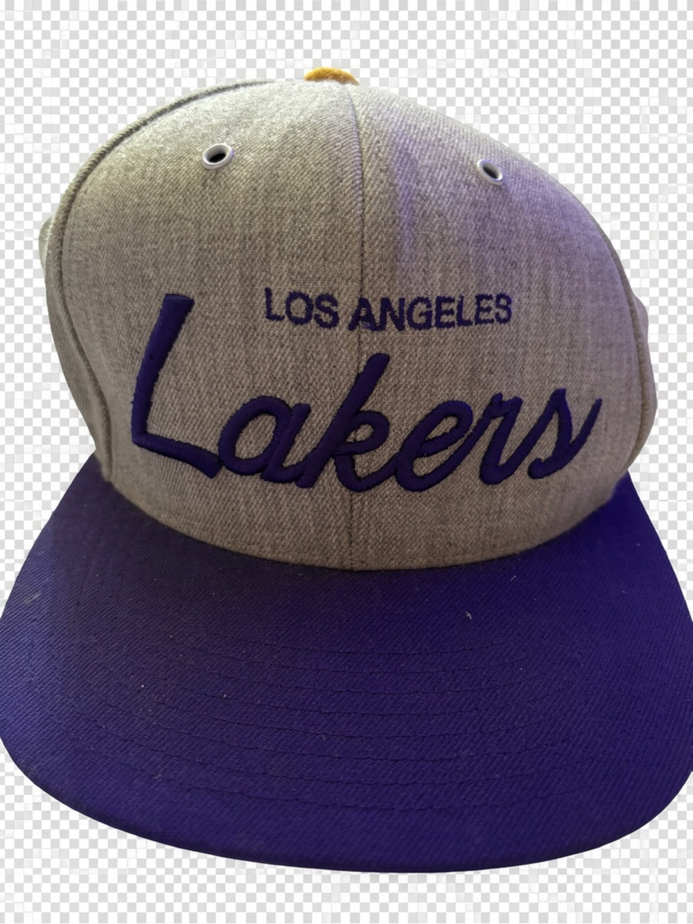 Los Angeles Lakers Script Snapback Hat - Gray & Purple